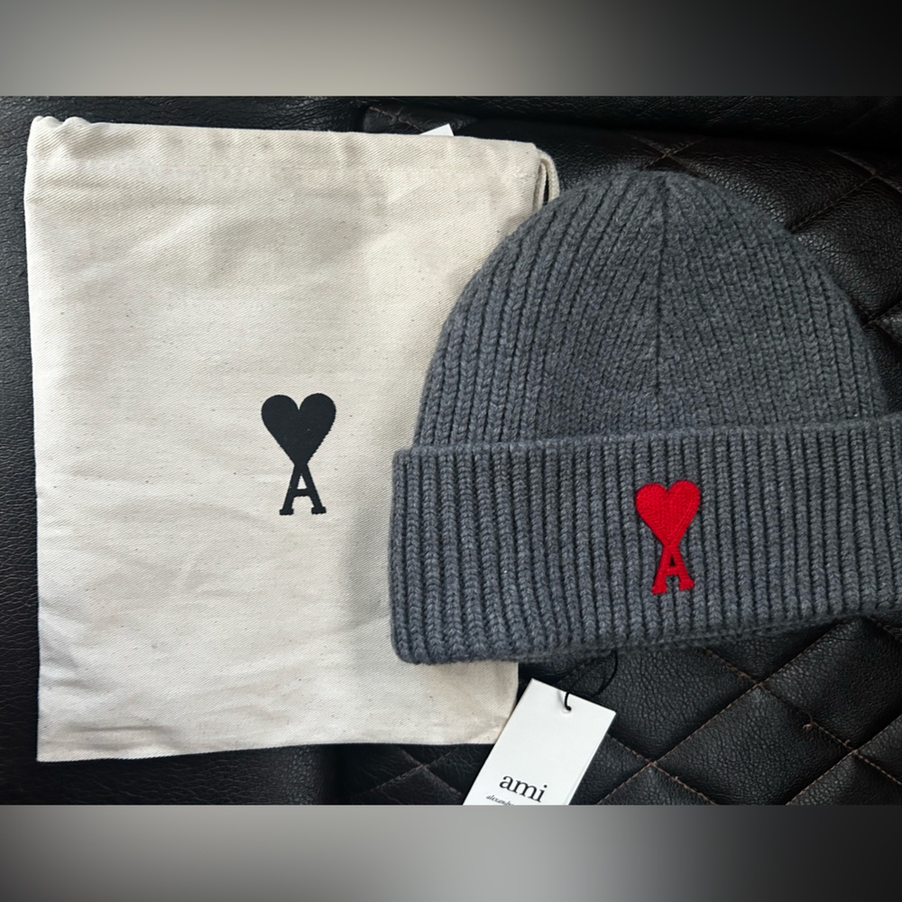 Red and Gray Ami de Coeur Beanie